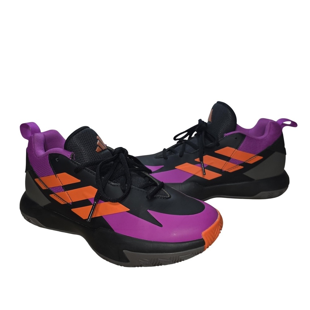 Adidas Shoes Men 6 Women 7 Black Purple Orange Basketball Sneakers Cushioned